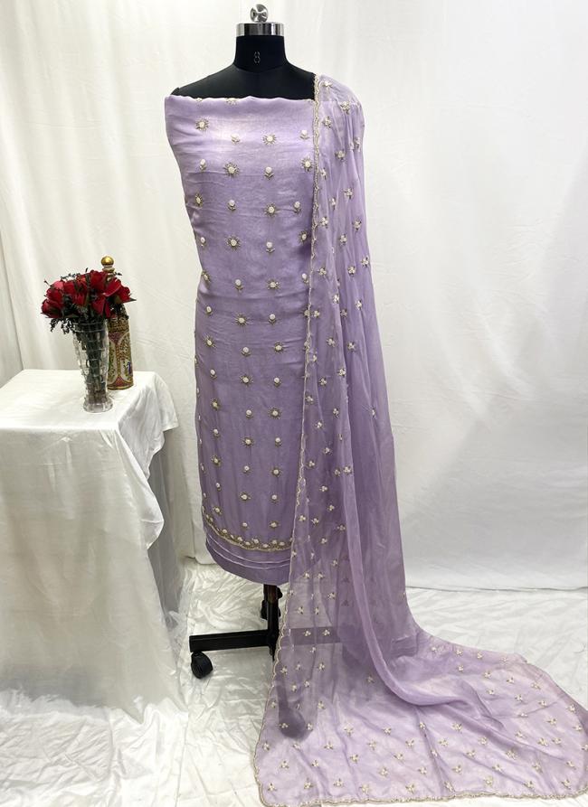  Purple Wedding Wear Moti Work Dress Material